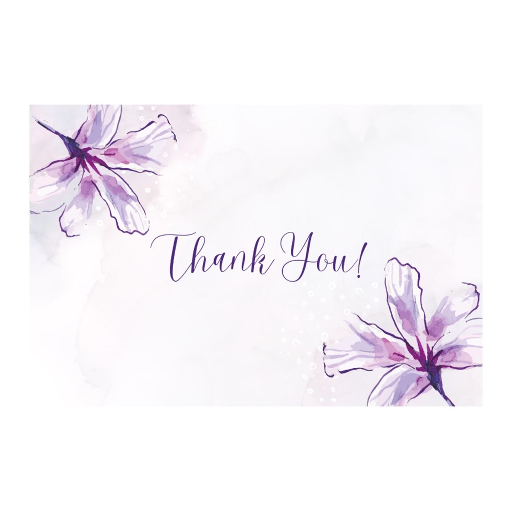 10 Hand Crafted Purple Floral Thank You Cards